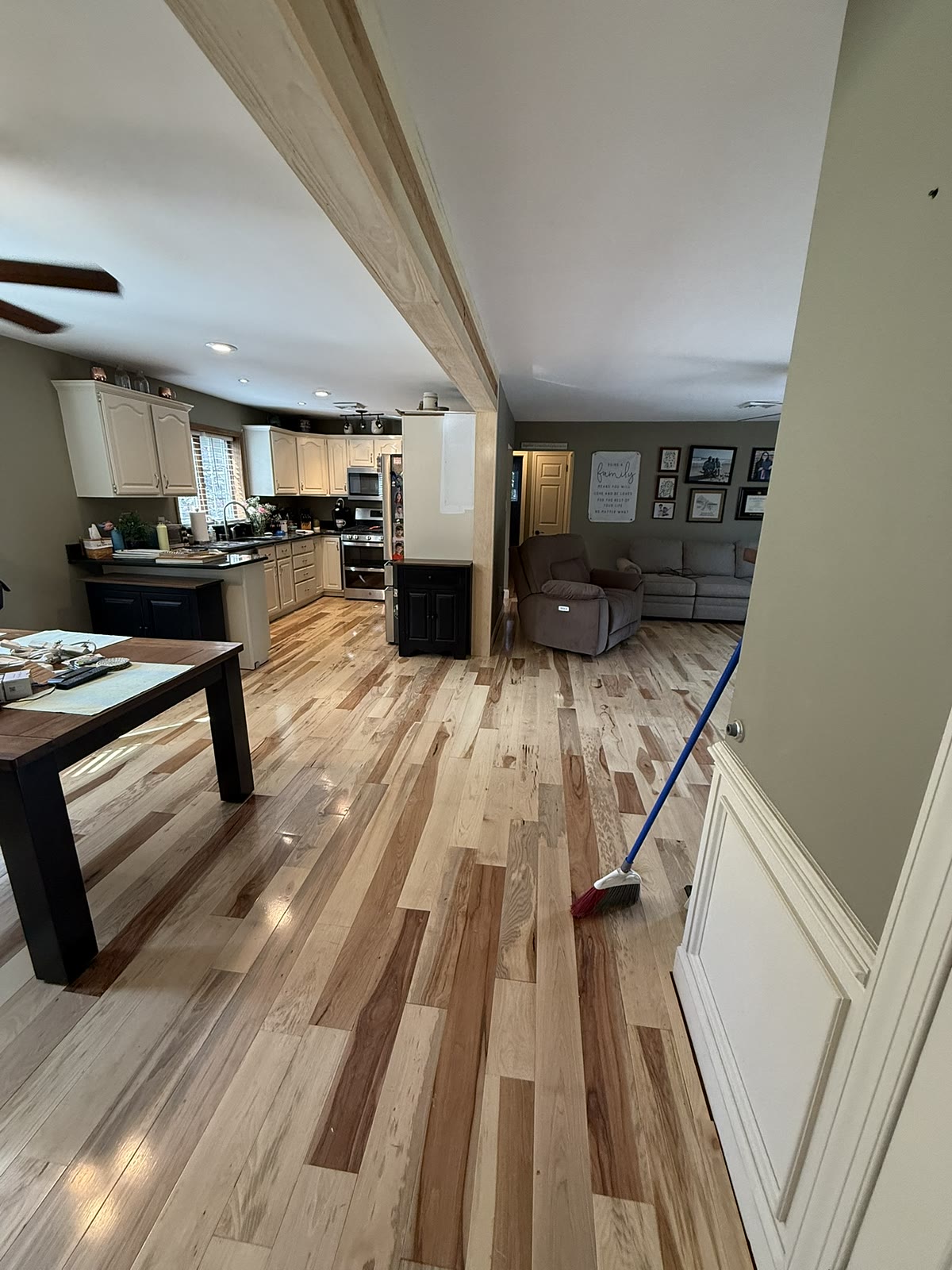 Open-concept hardwood flooring through kitchen and living area, Ivyland